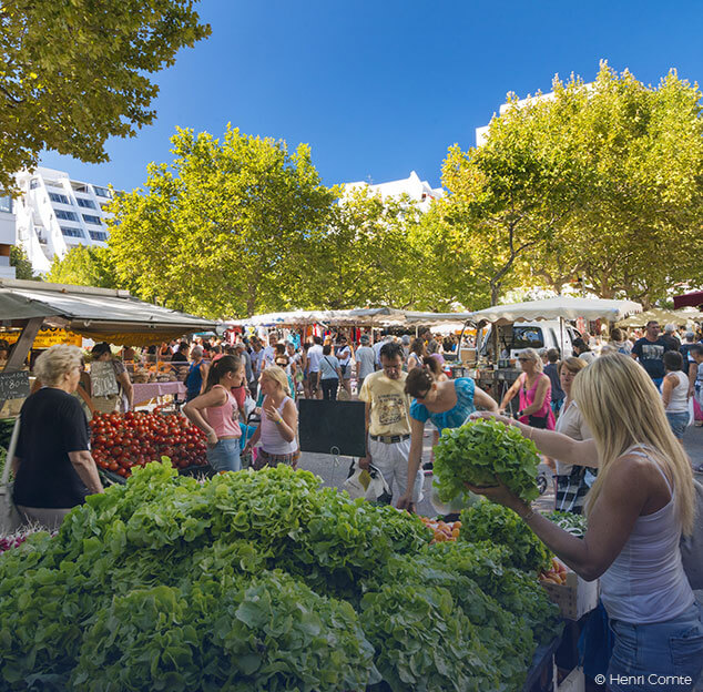 Stalls in La Grande-Motte market