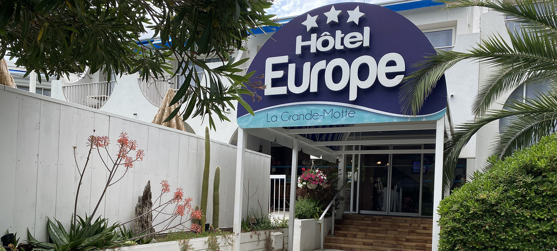 Entrance to the Europe hotel in La grande-Motte