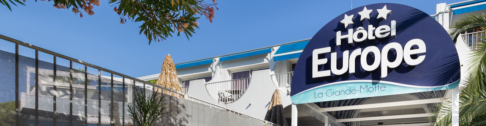 Entrance to the Europe hotel in La Grande-Motte