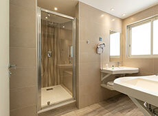 Bathroom of the Junior suite at the Europe hotel in La Grande-Motte